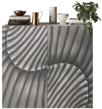 SNAKE kétajtós komód, antracitszürke testtel és antracitszürke, díszített mintázatú előlapokkal