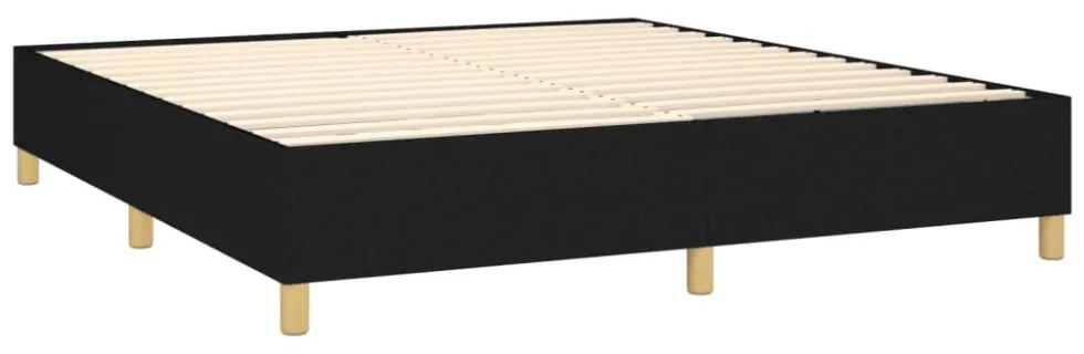 fekete szövet rugós és LED-es ágy matraccal 160x200 cm