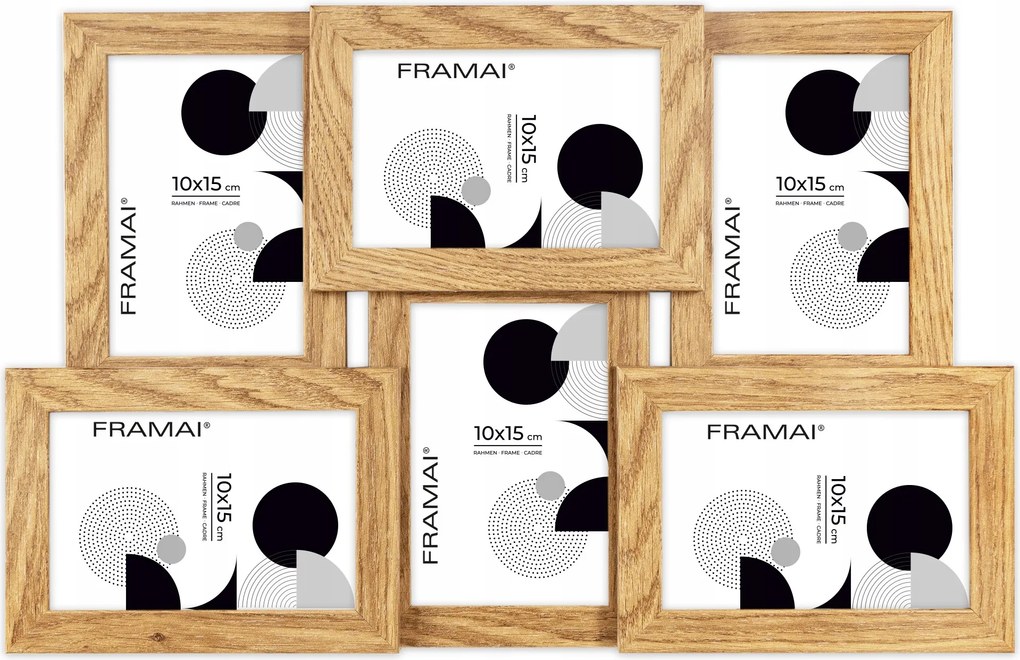 Multirama képkeret 6 képhez 10x15 cm tölgy Framai