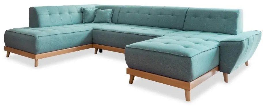 Türkiz kinyitható sarokkanapé (bal oldali-U alakú) Dazzling Daisy – Miuform
