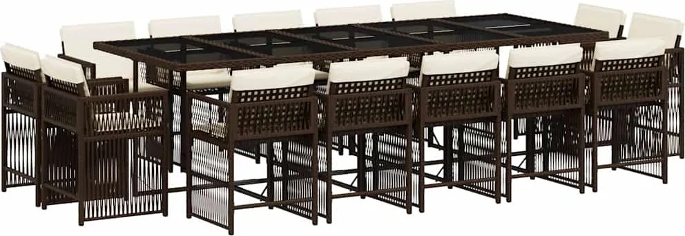 vidaXL 15 részes barna polyrattan kerti ülőgarnitúra párnákkal