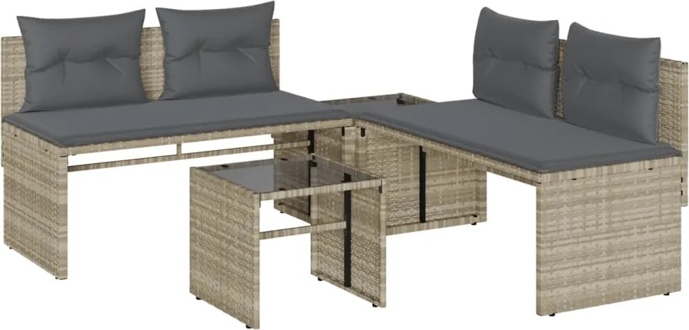 vidaXL 4 részes világosszürke polyrattan kerti ülőgarnitúra párnákkal