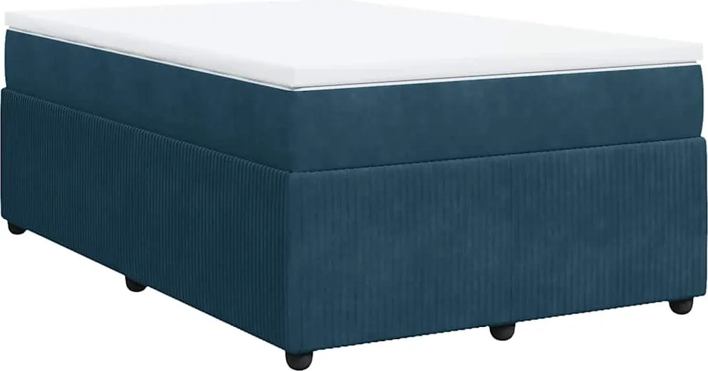 vidaXL sötétkék bársony rugós ágy matraccal 120x190 cm