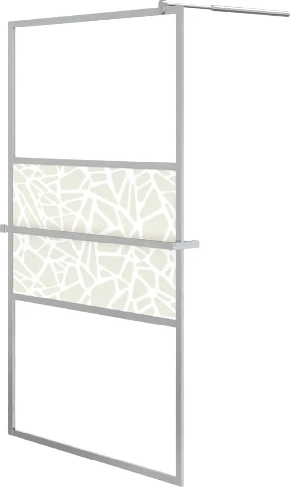 vidaXL króm ESG üveg és alumínium zuhanyfal polccal 115x195 cm