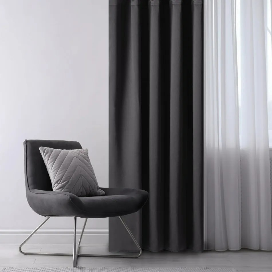 Restilo Blackout Oxford Pleat függöny, fekete, 140 x 245 cm