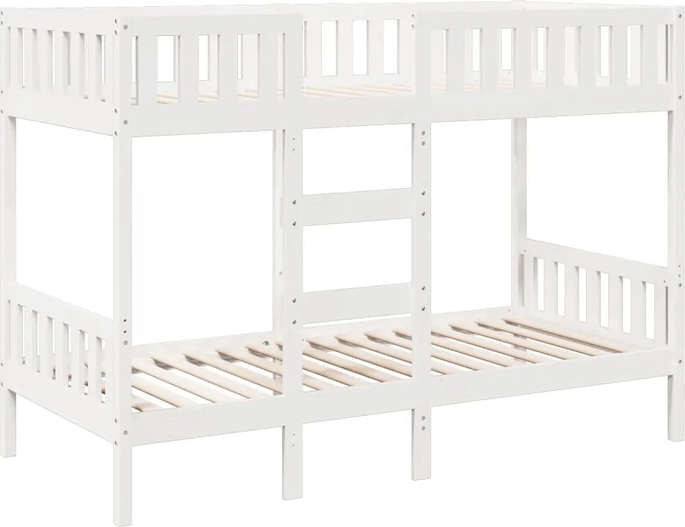 vidaXL fehér tömör fenyőfa emeletes ágy 90x190 cm