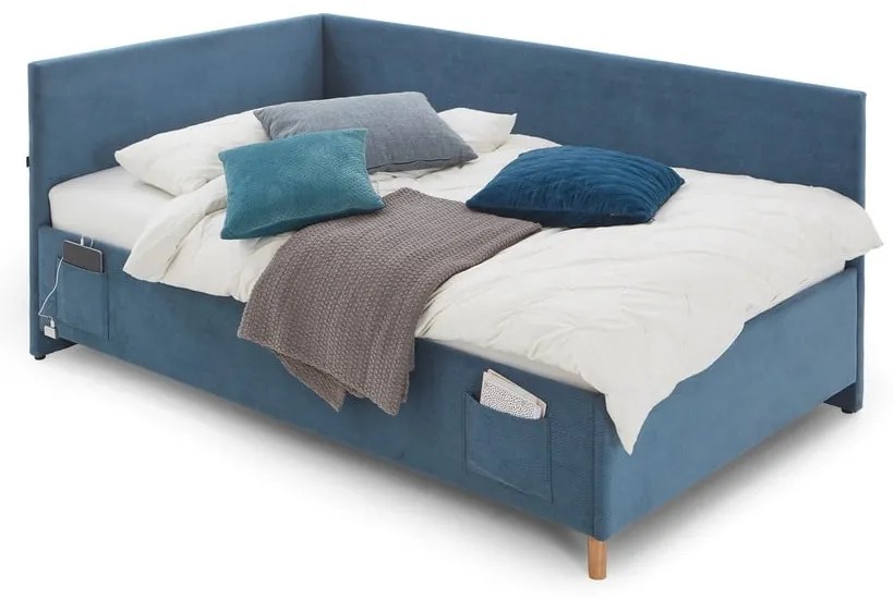 Kék ágyneműtartós sarok gyerekágy 120x200 cm Cool – Meise Möbel