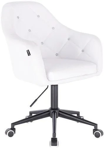 HC830K Fehér modern műbőr szék fekete lábbal