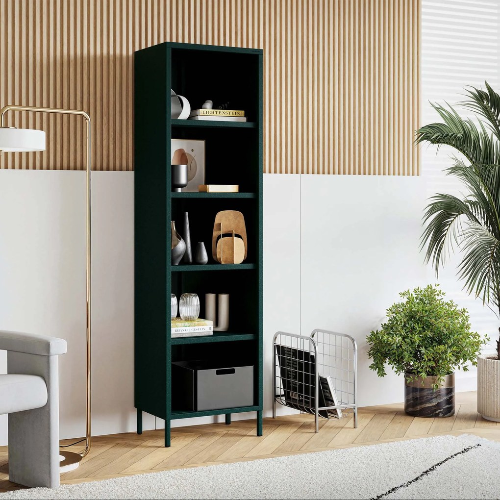 Könyvespolc MARIO, 500 x 1800 x 350 mm, Modern: palack zöld szín