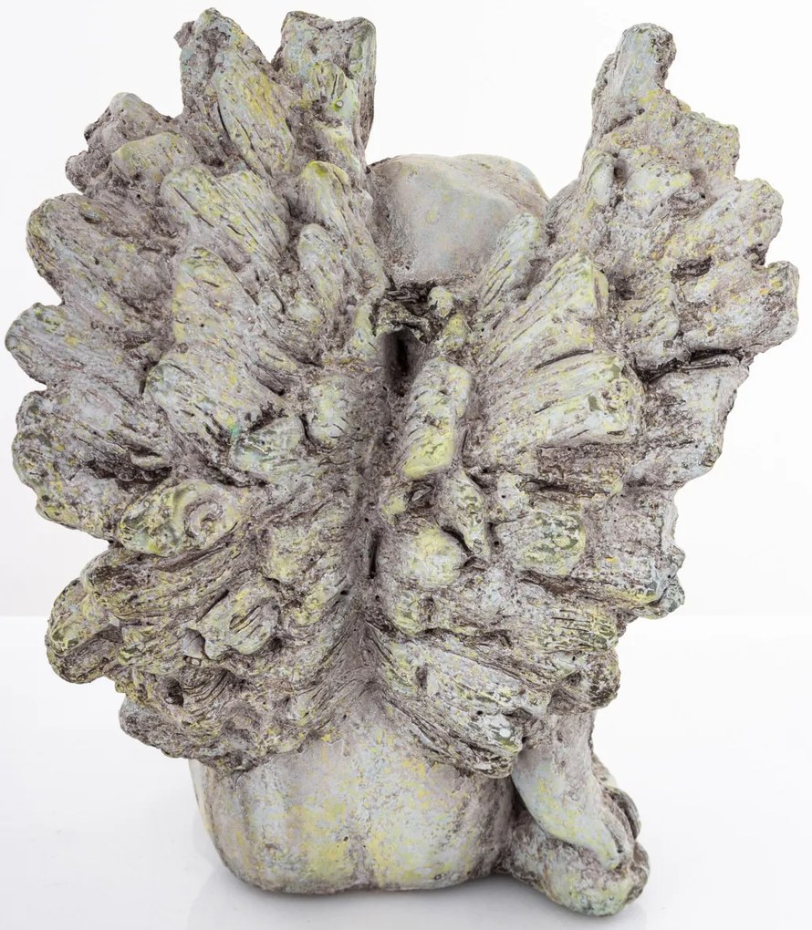 Cyrus design görög stílusú szárnyas szürke angyalka szobor cementből 18x15x14cm