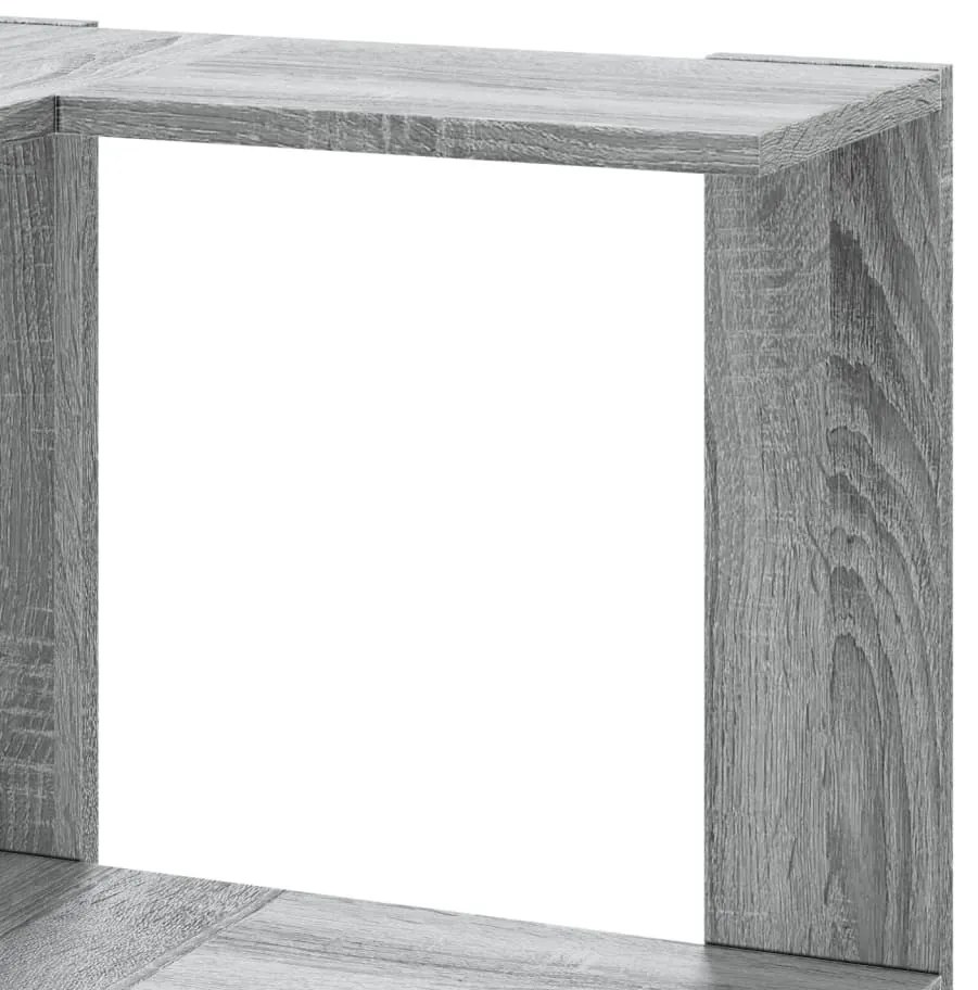 5 szintes szürke szerelt fa sarok könyvespolc 50 x 50 x 179 cm