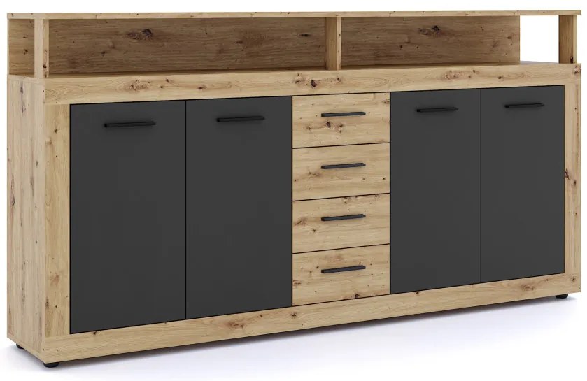 XXL/LUNA Komód Artisan Tölgy/Fekete Színben