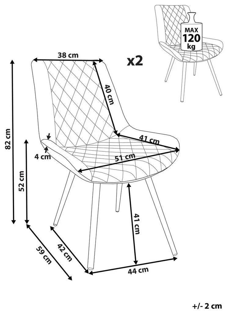 Étkezőszék szett 2 db Masar (világosszürke). 1009942