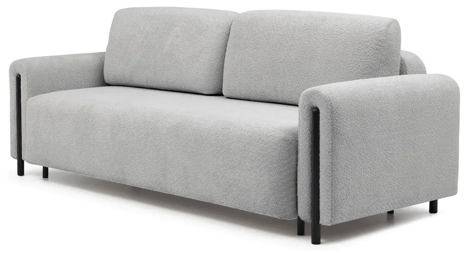 Világosszürke buklé kinyitható-tárolóhelyes kanapé 244 cm Arcadova – ELTAP