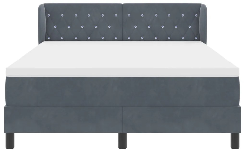 Boxspring ágy Matrac Részével Sötétszürke 140x190 cm Bársony