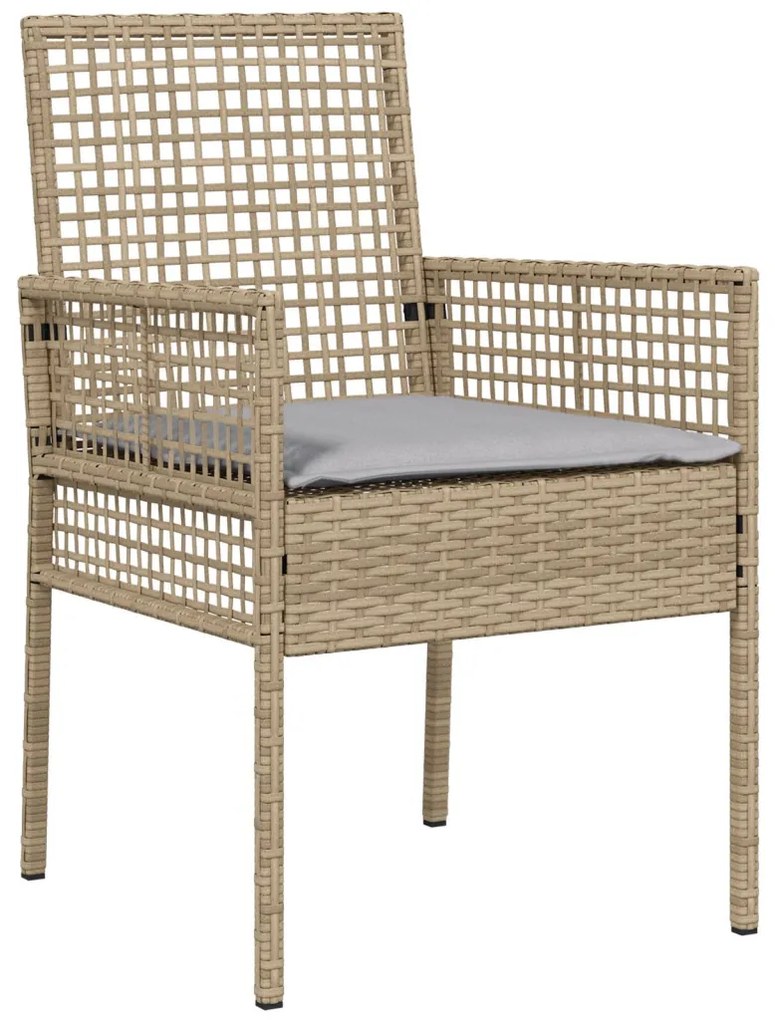 2 db Bézs Polirattan 90 x 90 x 75 cm UV-álló anyagok