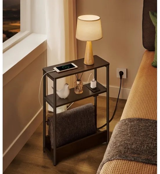 Kisasztal beépített konnektorral és USB-portokkal ROD fekete