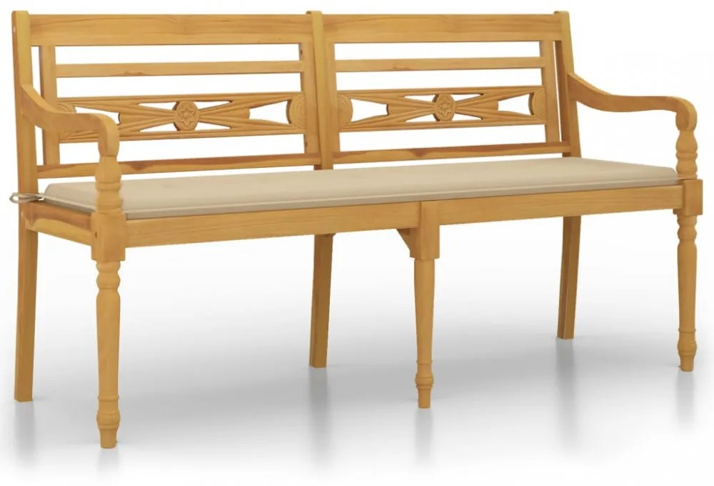 tömör tíkfa Batavia pad bézs párnával 150 cm
