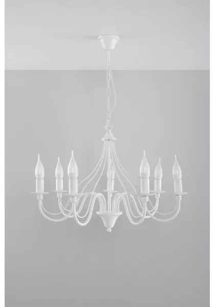 Csillár láncon MINERWA 7 7xE14/40W/230V fehér