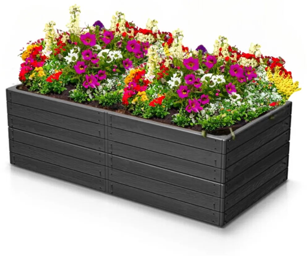 Prosperplast WOODY magaságyás, 149x75,6x25cm, antracit