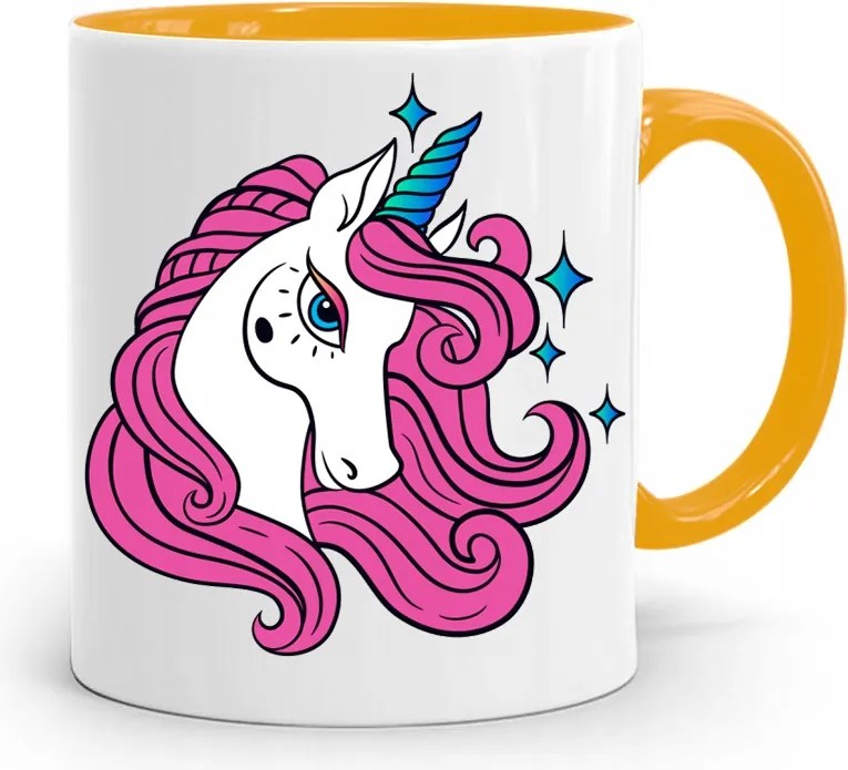 Sárga Bögre Gyermeknap Lány Unikornis Ajándék fényképes nyomtatással