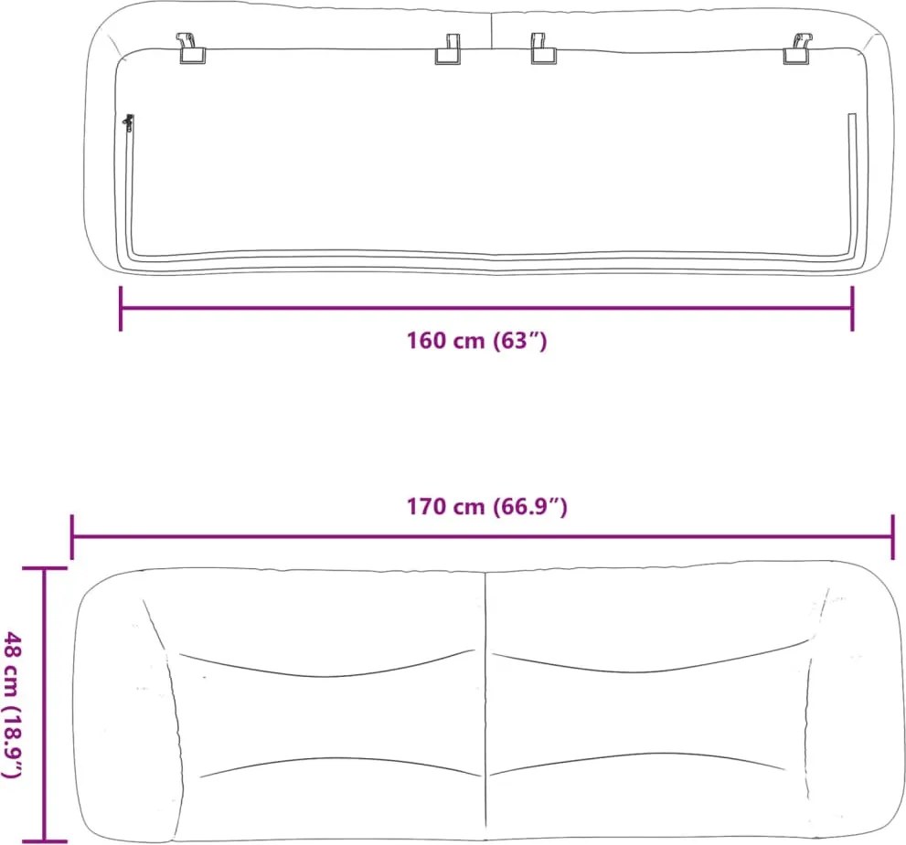 fekete műbőr fejtámla párna Hvar 160 cm