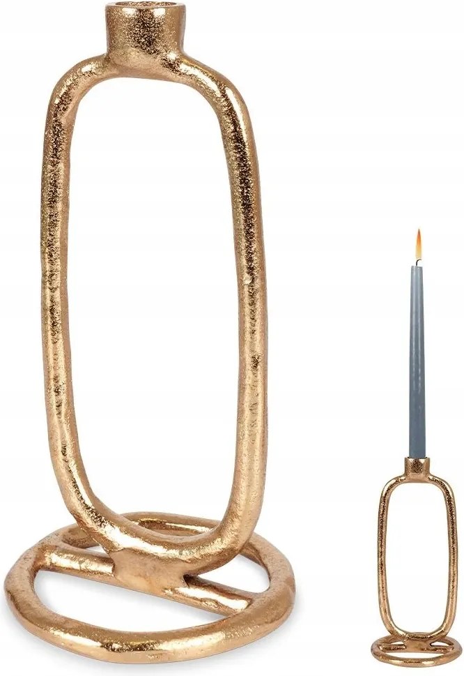 Gyertyatartó Fém arany hosszú gyertyatartó dekorációs asztal 24 cm