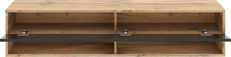 TV szekrény 140 cm 1 ajtós Wotan tölgy / fekete magasfény színkombinációban – DERBY