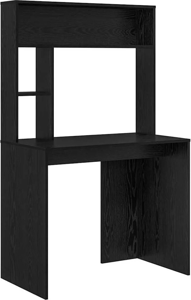 vidaXL Asztal polcokkal Fekete tölgy 91 x 50 x 149 cm Faanyag