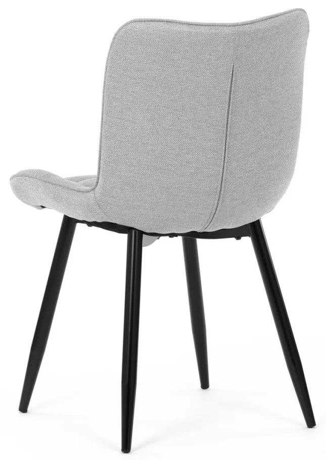 Scaun de sufragerie, material argintiu, picioare metalice negre