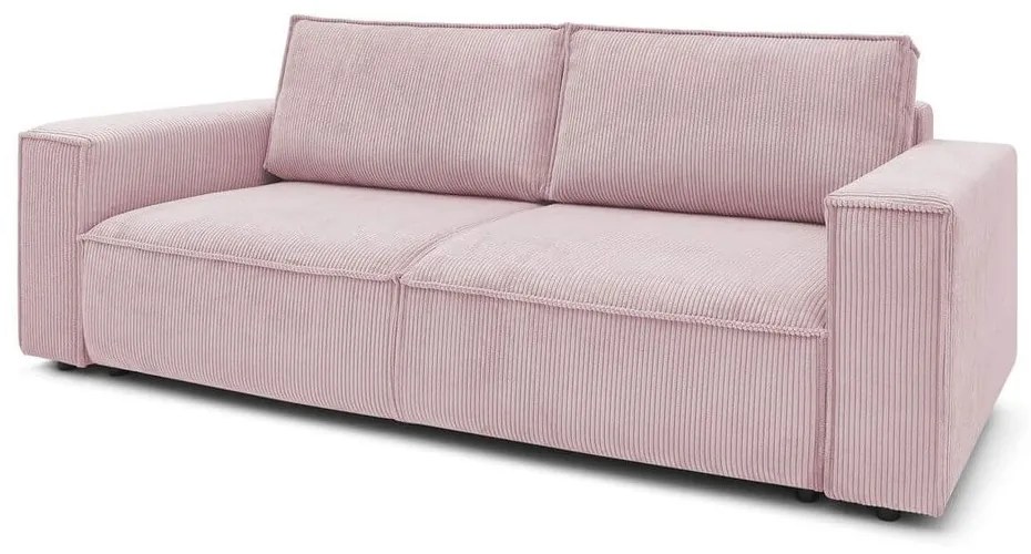 Világos rózsaszín kordbársony kinyitható kanapé 245 cm Nihad – Bobochic Paris