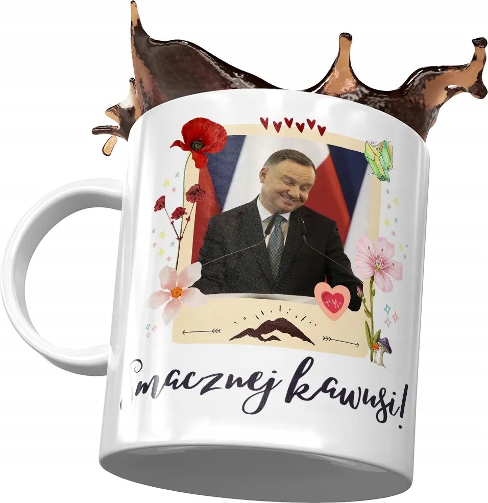 Bögre Andrzej Duda elnök Politikusok Ajándék Nyomtatott Fotóval