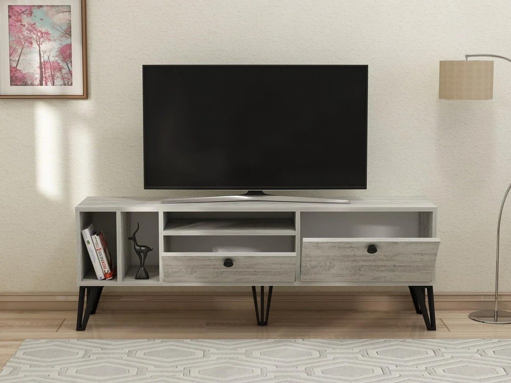 TV asztal/szekrény Tölgyeki 2 (szürke + fehér) . 1095316