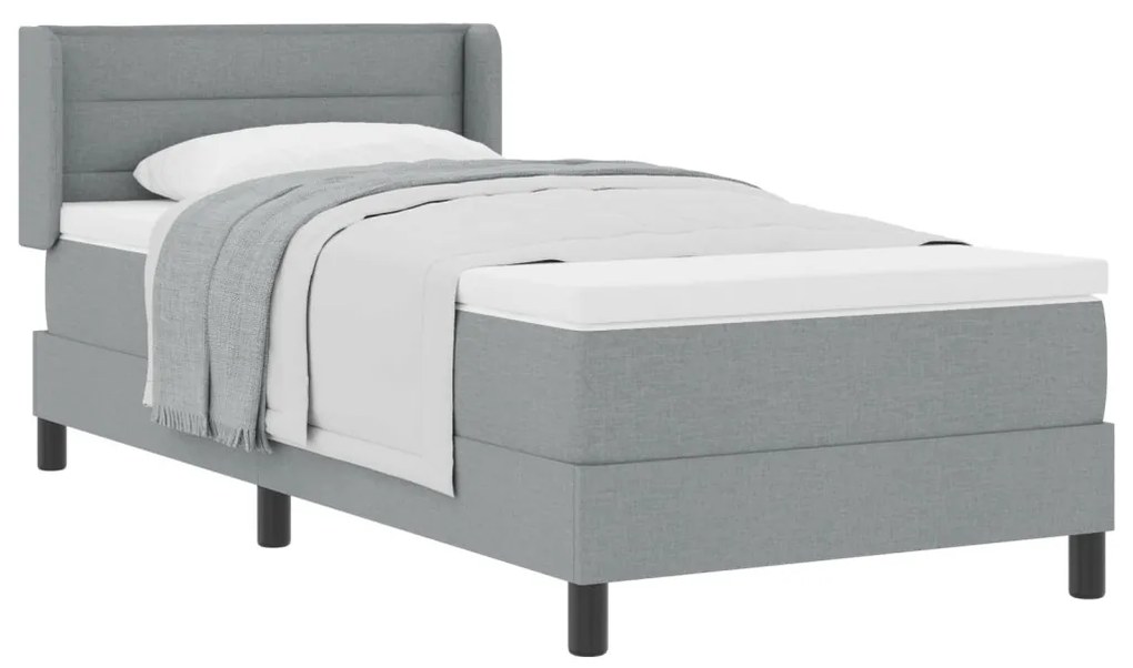 Boxspring Ágy Mattal, Világosszürke, 80x200 cm, Szövet