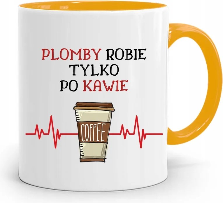 Sárga Fogorvos Ajándék Bögre Plombák Csak Kávé Után, fényképes nyomattal