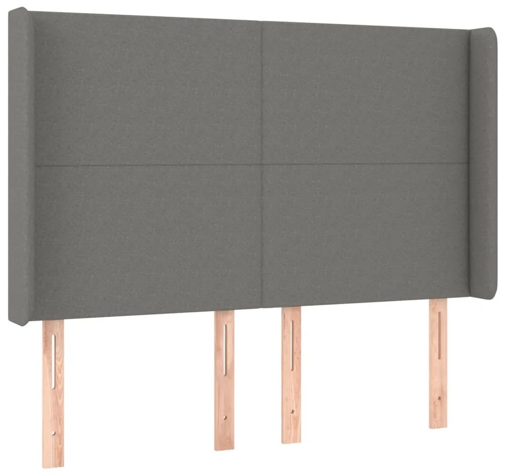 sötétszürke szövet LED-es fejtámla 147x16x118/128 cm