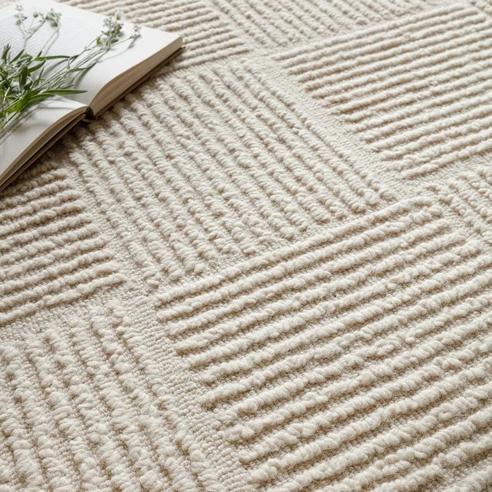 Elefántcsont színű kézi szövésű gyapjú szőnyeg 200x290 cm Zennith Grid – Asiatic Carpets