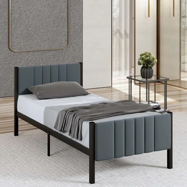 Egyszemélyes fémágy LUNOR 90x200 cm antracit teherbírás 120 kg