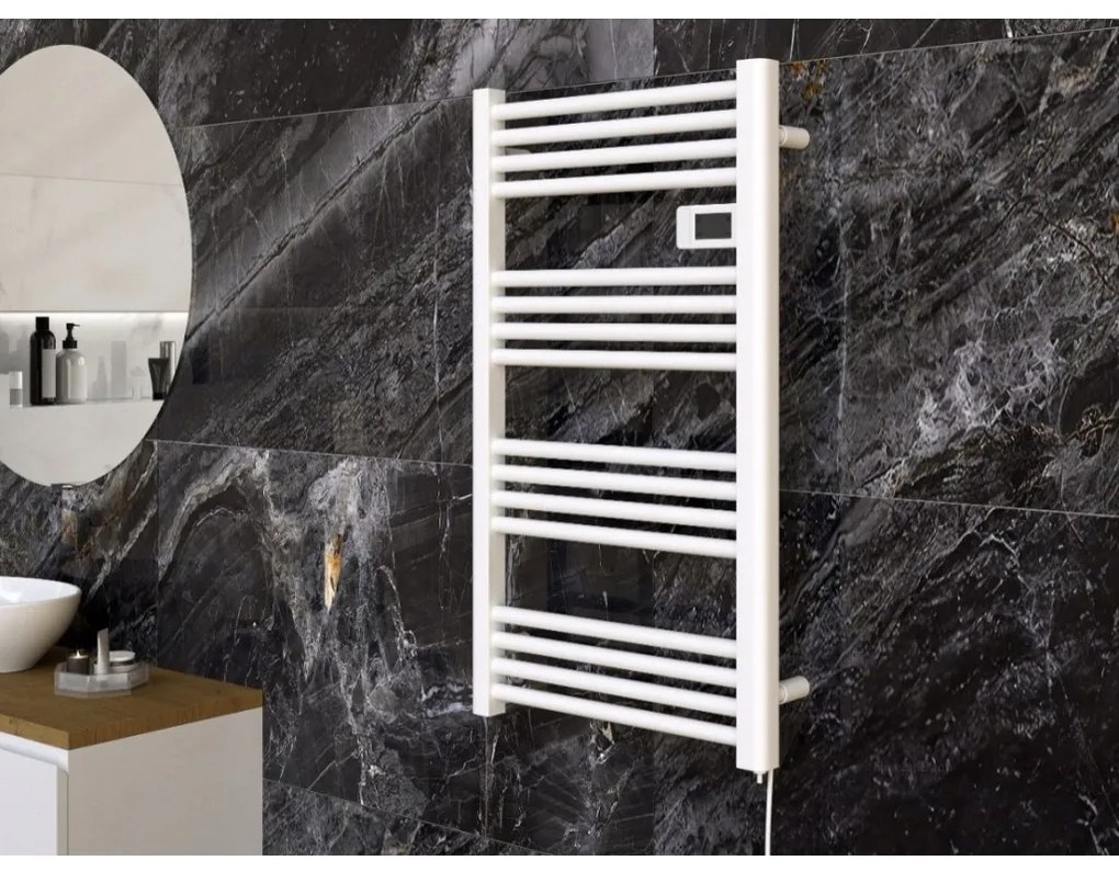 Erga Pago, elektromos radiátor 540x960 mm digitális termosztáttal, 500W, matt fehér, ERG-LAV-GRZE-E-ALU-960540-WH