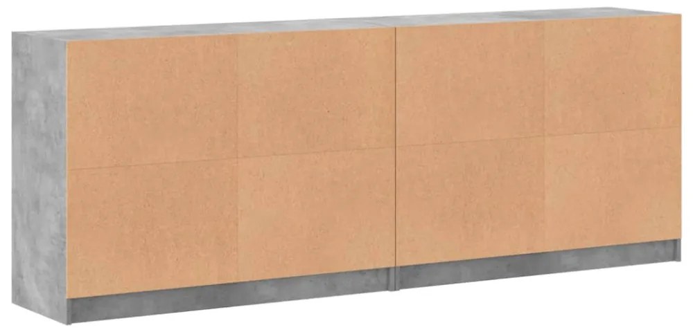 betonszürke szerelt fa könyvespolc ajtókkal 204x37x75 cm