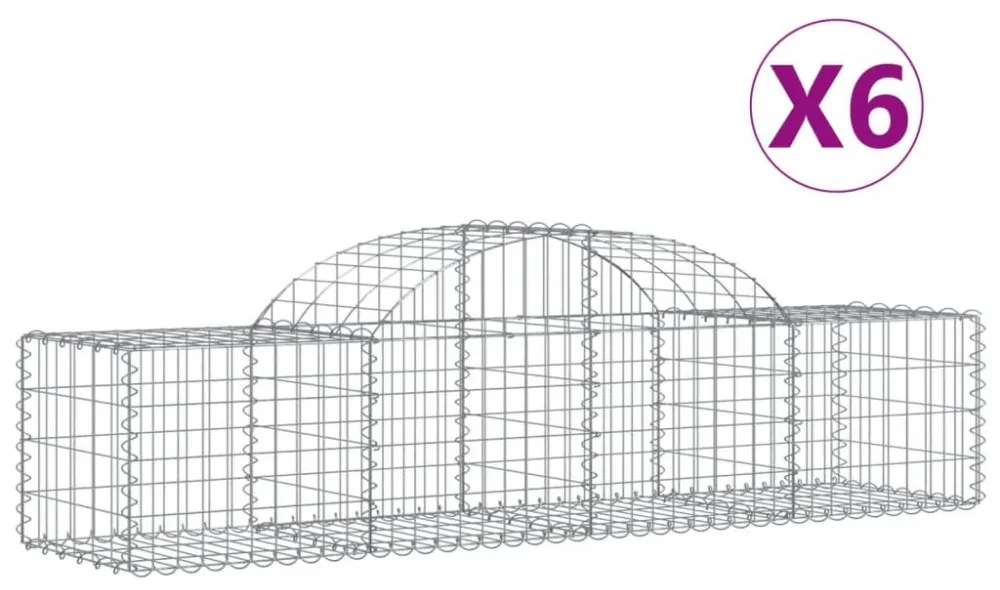 6 db íves horganyzott vas gabion kosár 200x50x40/60 cm