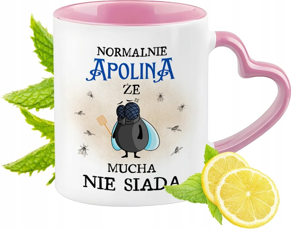 Apolina Bögre Rózsaszín Szív Alakú Füllel Kávé Ajándék