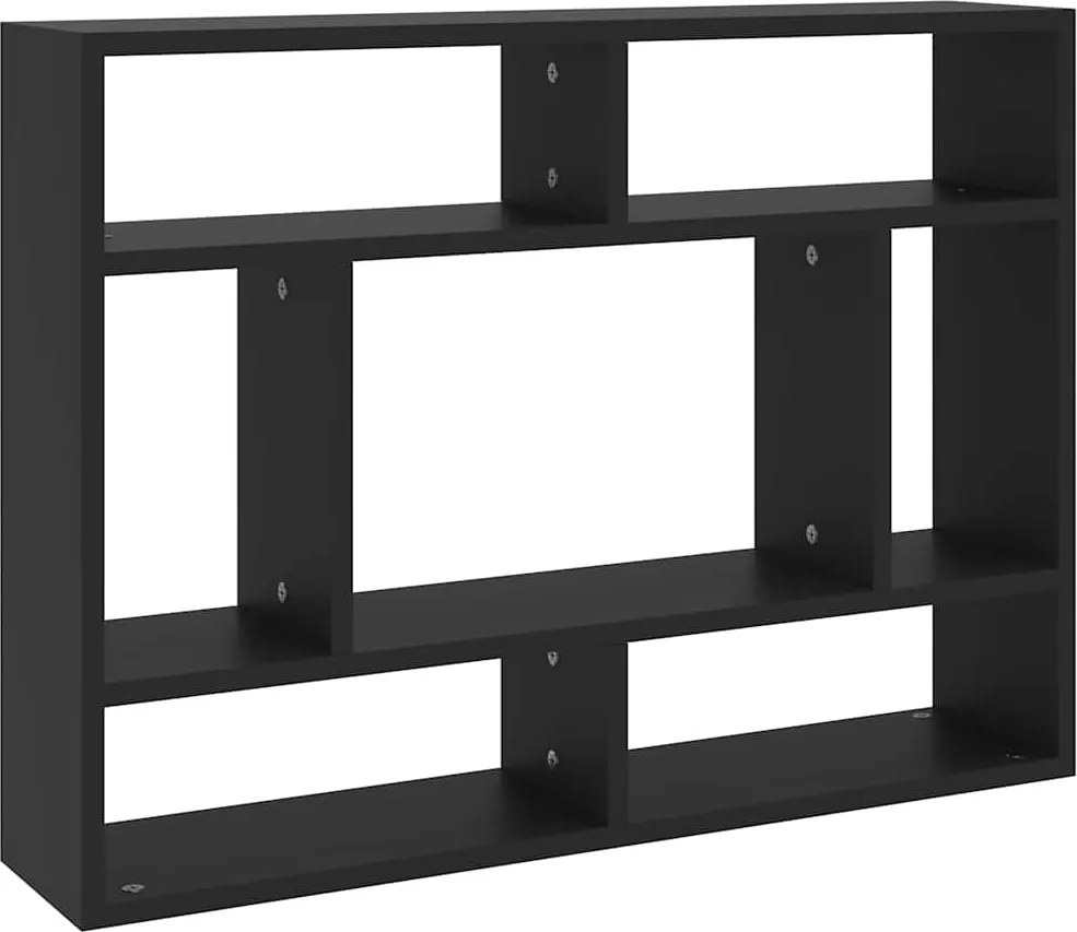 vidaXL fekete szerelt fa fali polc 75 x 16 x 55 cm