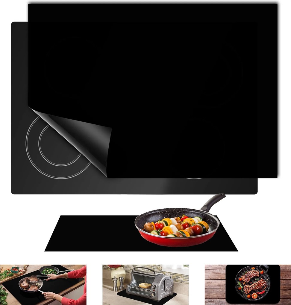 Indukciós főzőlap védőszőnyeg főzési funkcióval Fekete 61x53cm