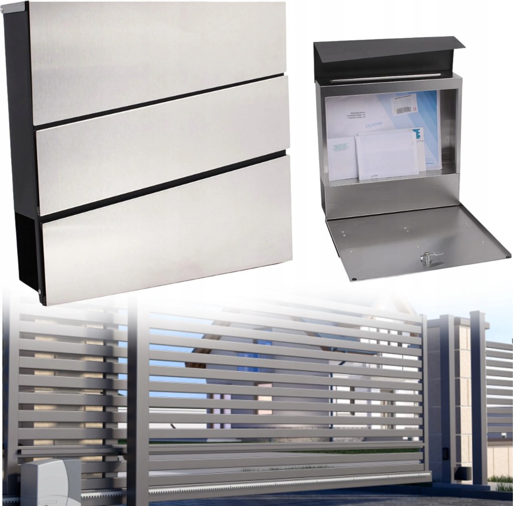 Rozsdamentes Fém Modern Postaláda Lux Postai Újságtartóval