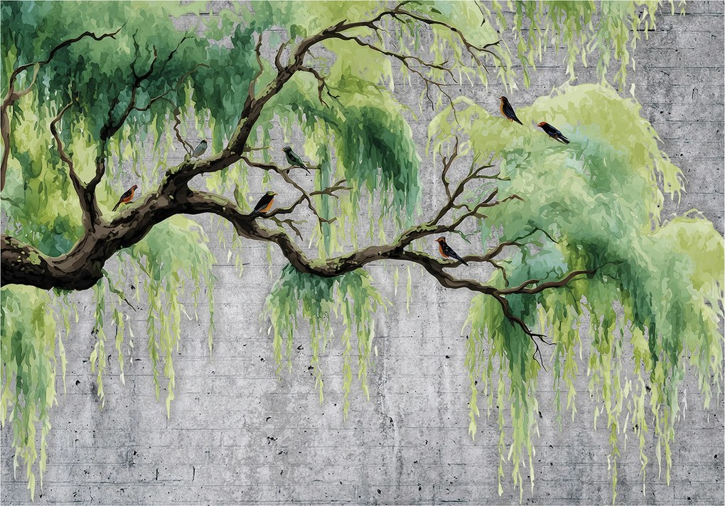 Fotótapéta Fa Beton Zöld Hálószoba Nappali Tapéta Flizelina 300x210