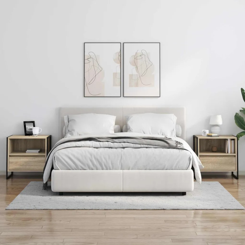 vidaXL Éjjeli asztal fiókkal Sonoma 50 x 39,5 x 50 cm Faanyag