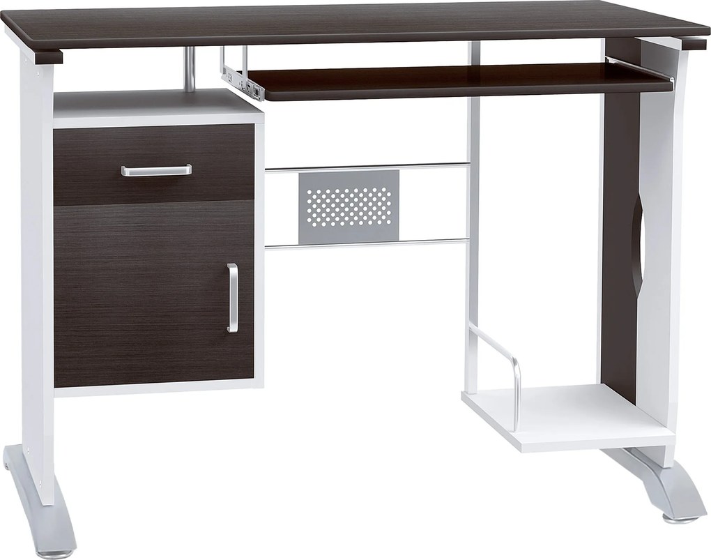 HOMCOM Modern Számítógépasztal 100L x 52W x 75H cm Fekete dió és Fehér | Aosom