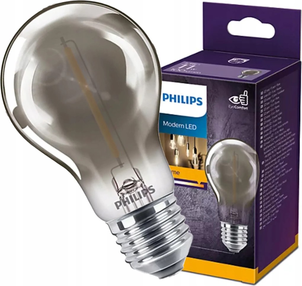 Led izzó E27 A60 2.3W 11W 100lm 1800K Meleg füst filament Philips