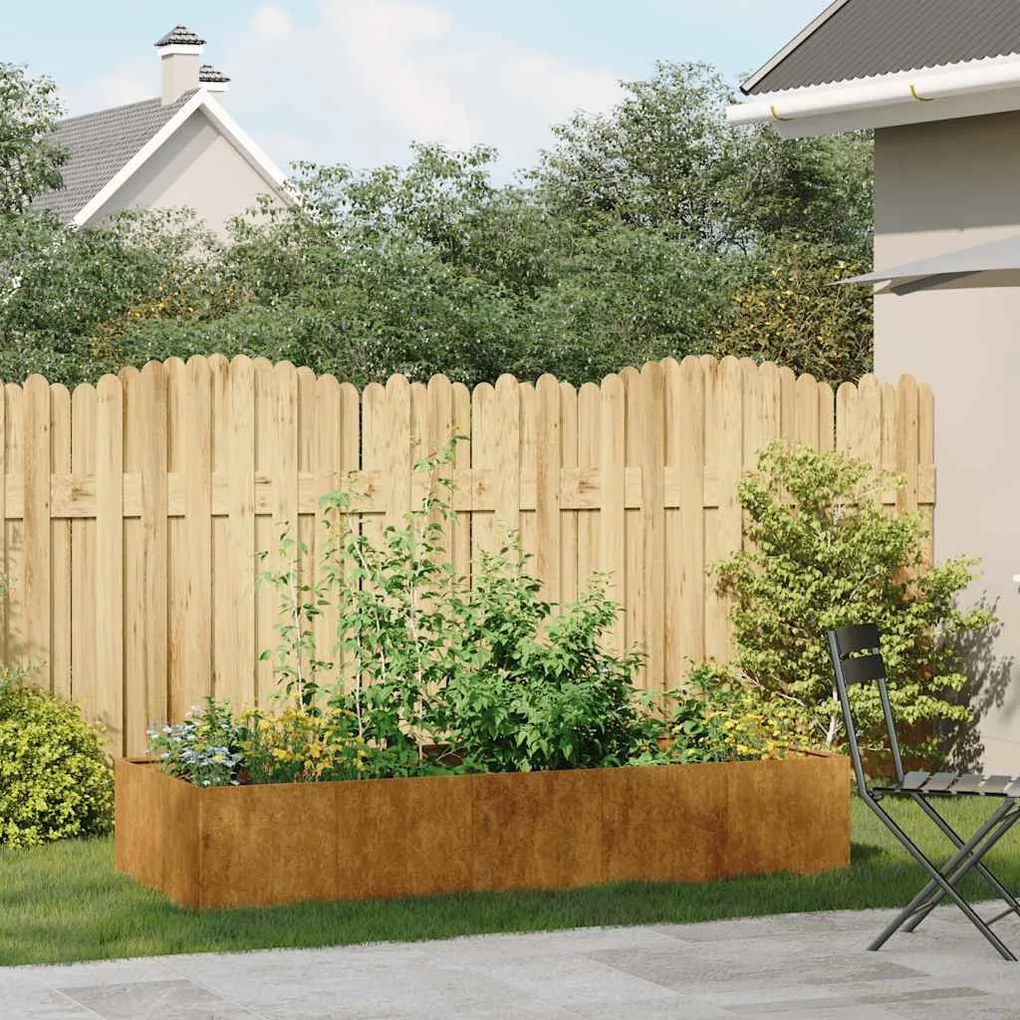 vidaXL ültető rozsdás 200x80x40 cm időjárásálló acélból